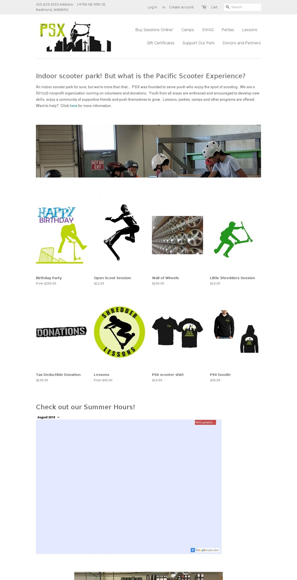 pacificscooterexperience.org shopify website screenshot