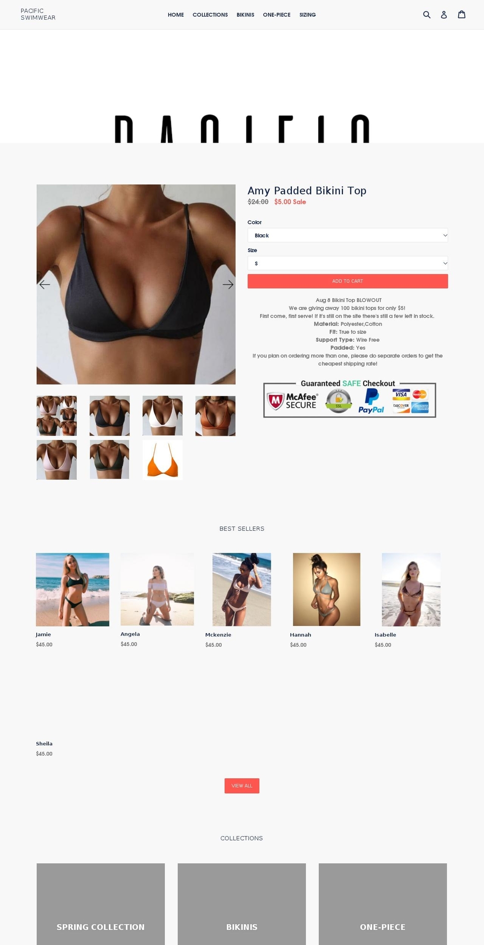 pacificswimwear.us shopify website screenshot