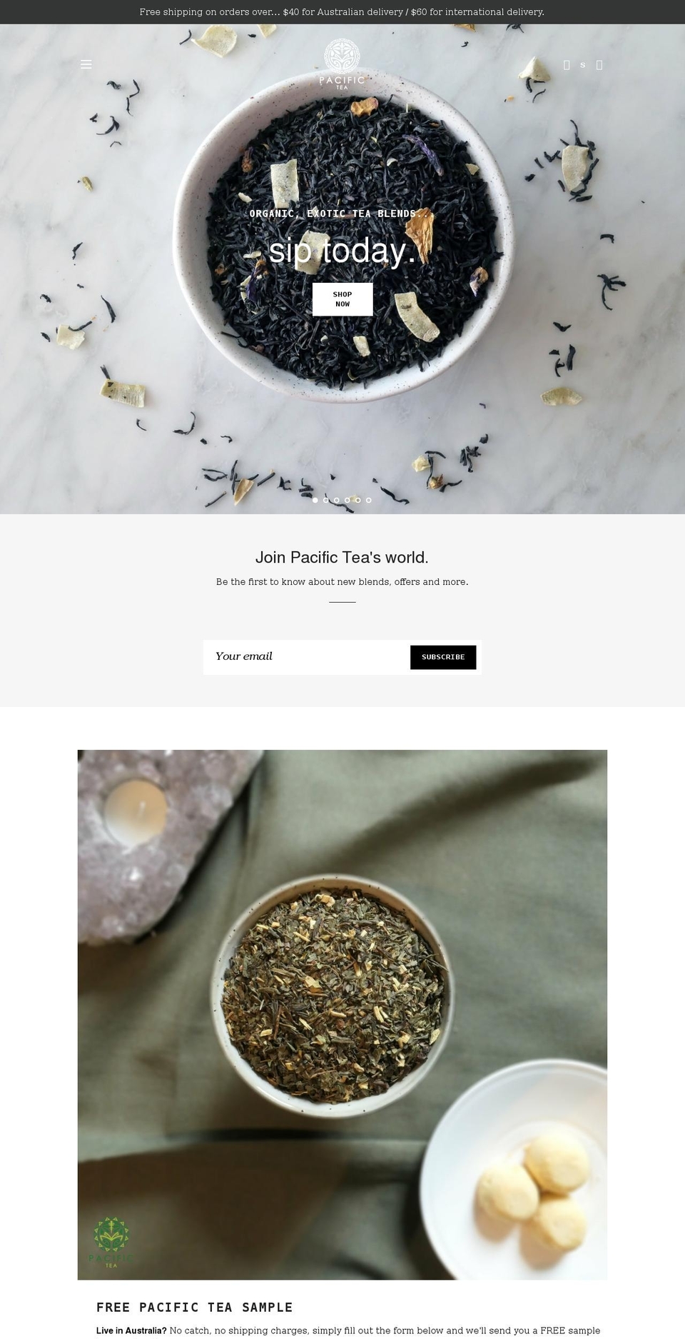 pacifictea.com.au shopify website screenshot