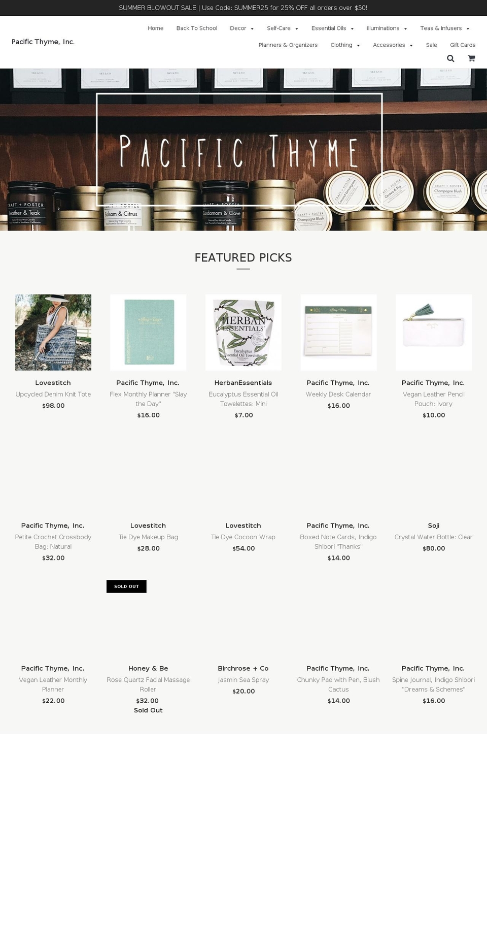 pacificthyme.com shopify website screenshot