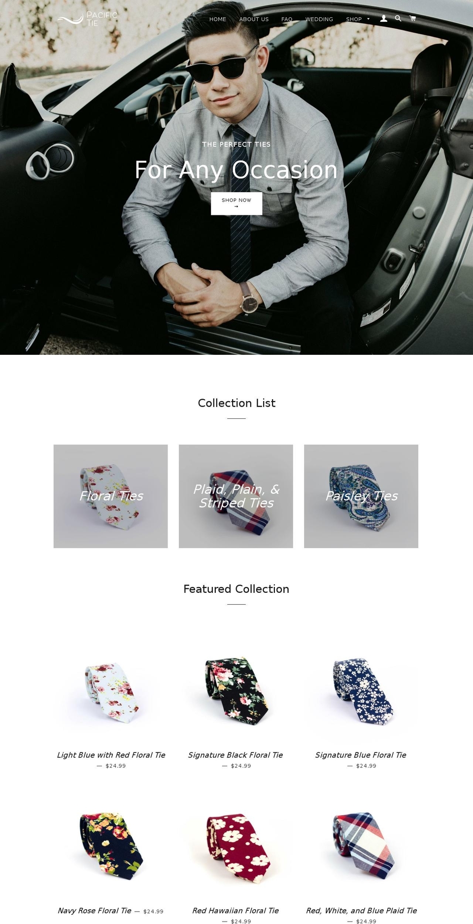 pacifictie.com — Shopify storefront screenshot