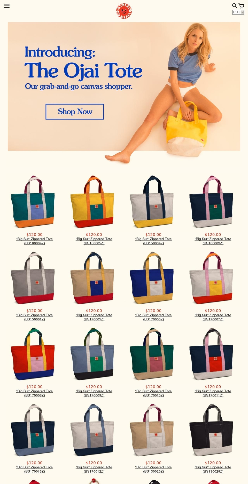 pacifictotes.com shopify website screenshot