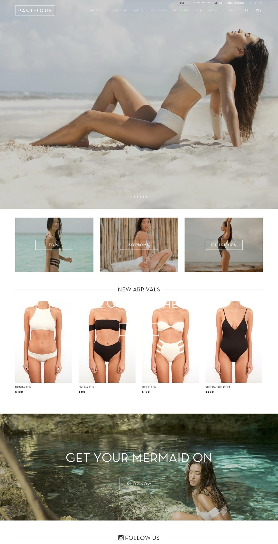 pacifiqueswim.com shopify website screenshot