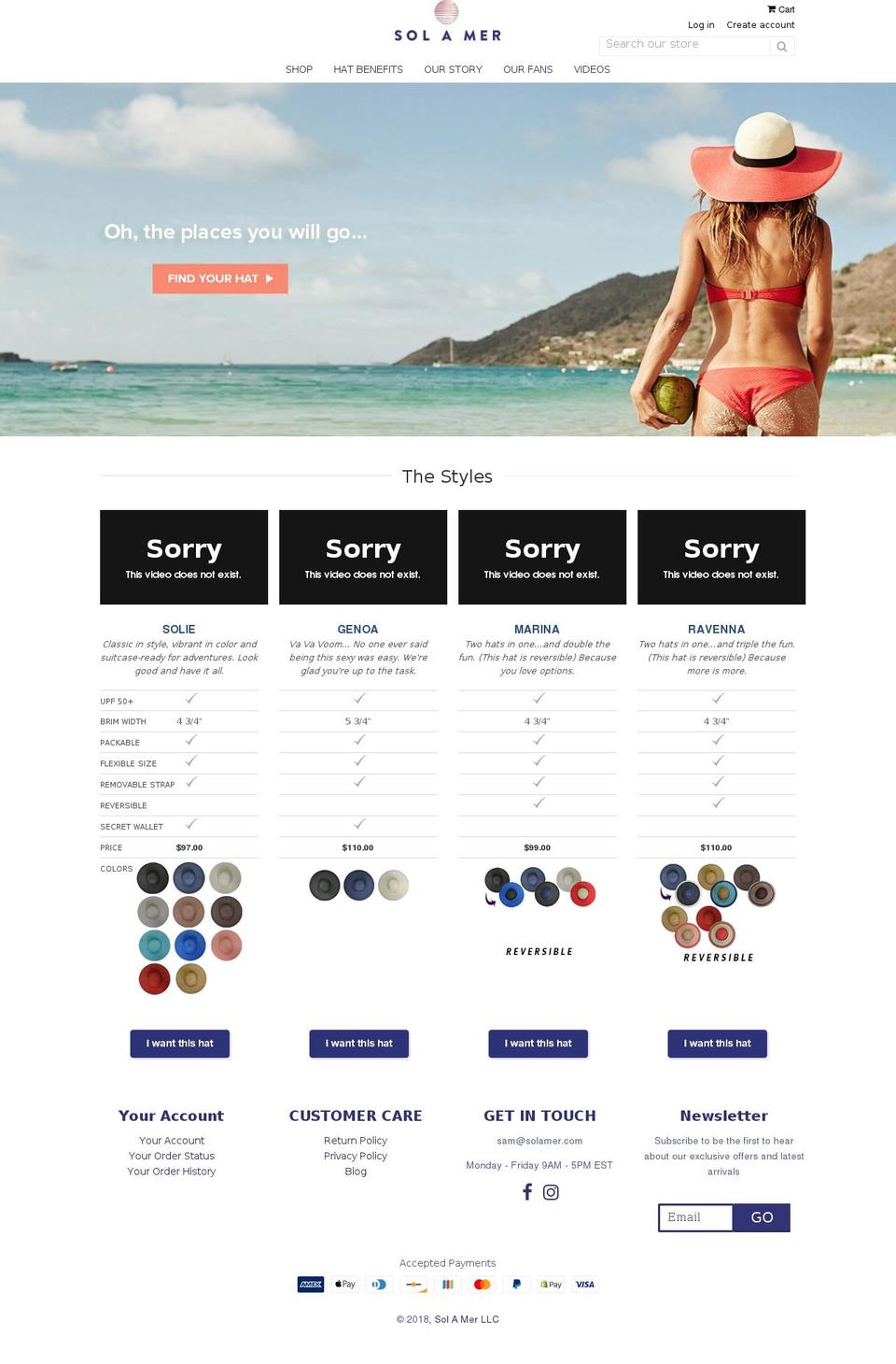 packablesunhat.com — Shopify storefront screenshot
