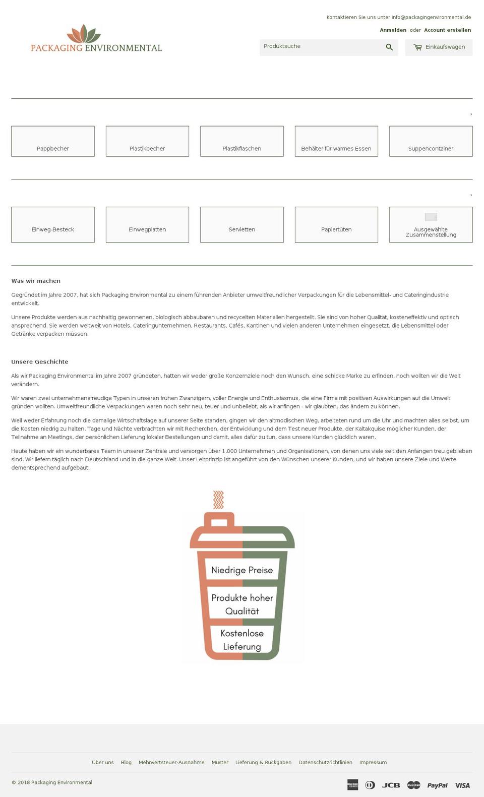 packagingenvironmental.de shopify website screenshot