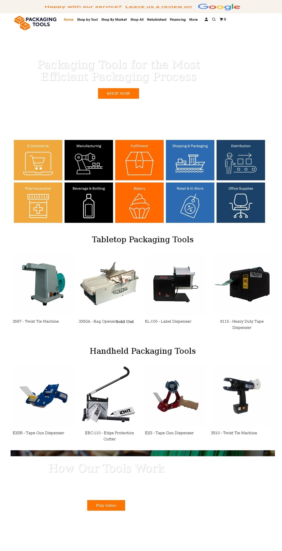 packagingtools.net shopify website screenshot