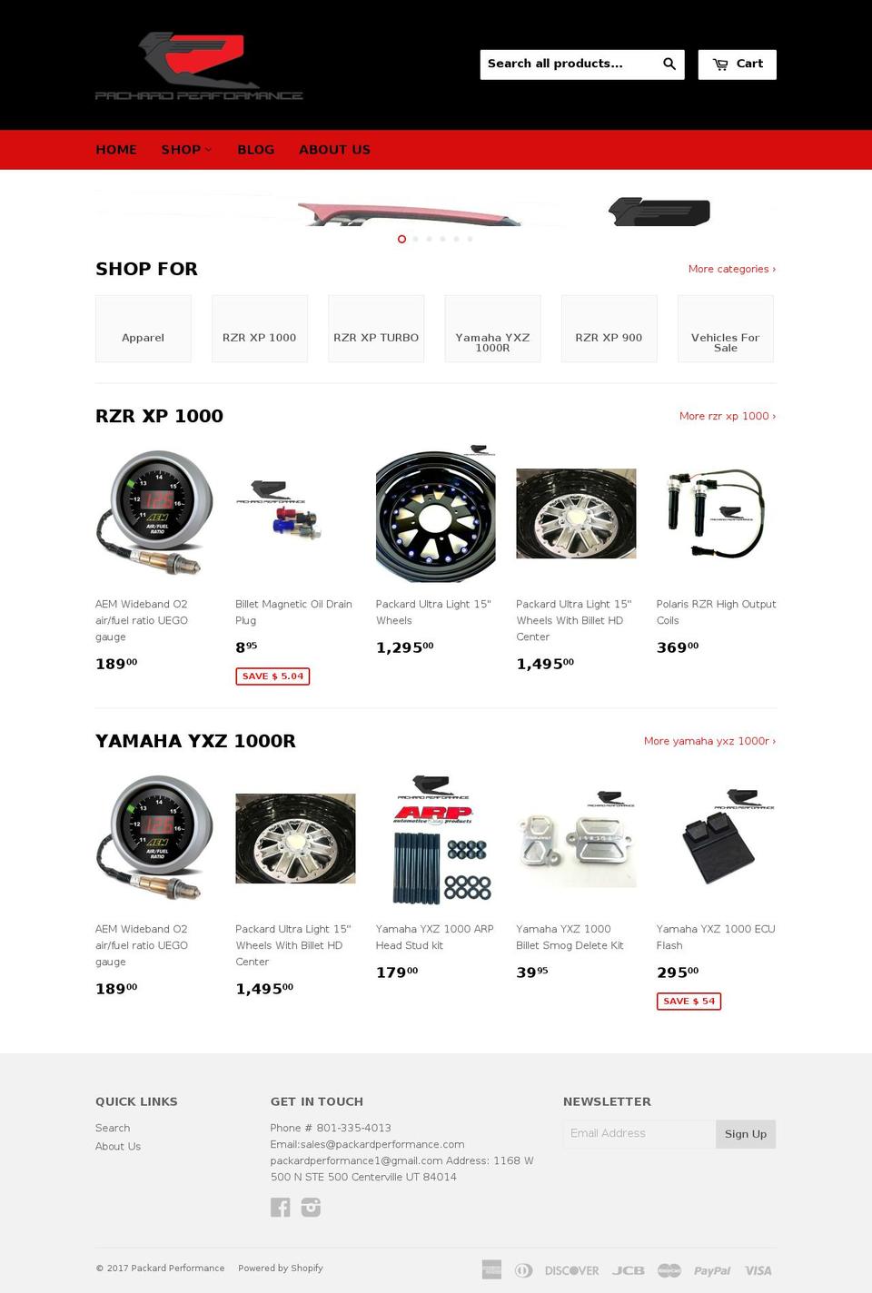 packardperformance.com shopify website screenshot