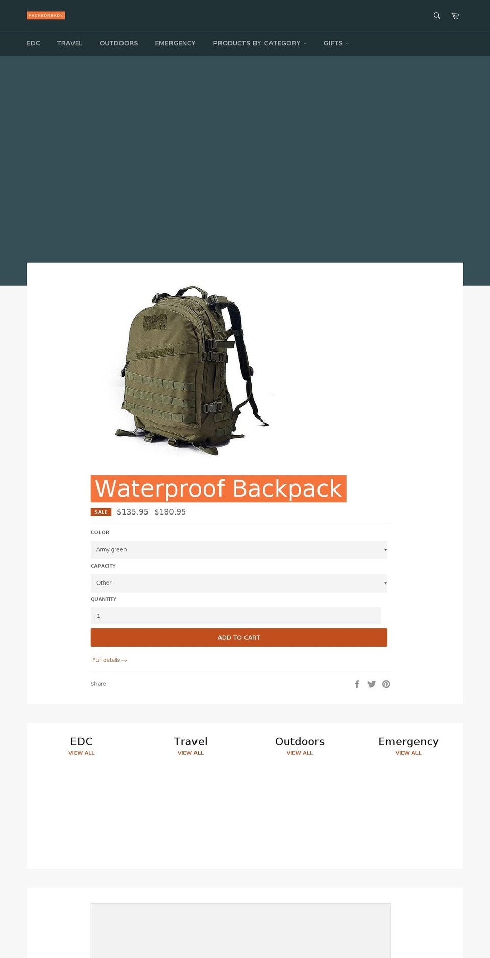 packedready.com — Shopify storefront screenshot