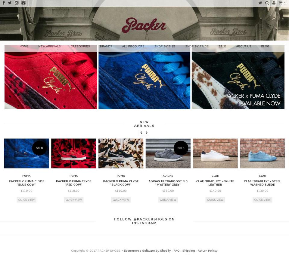 packershoes.com shopify website screenshot