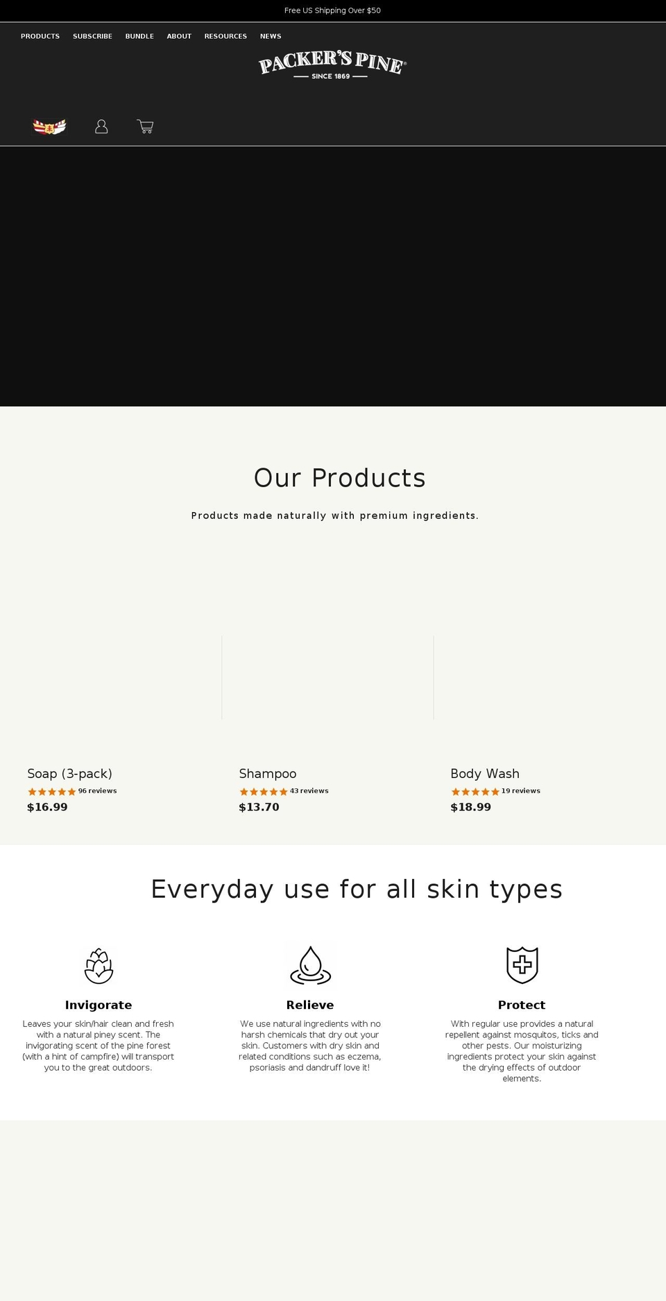 packerspine.com shopify website screenshot