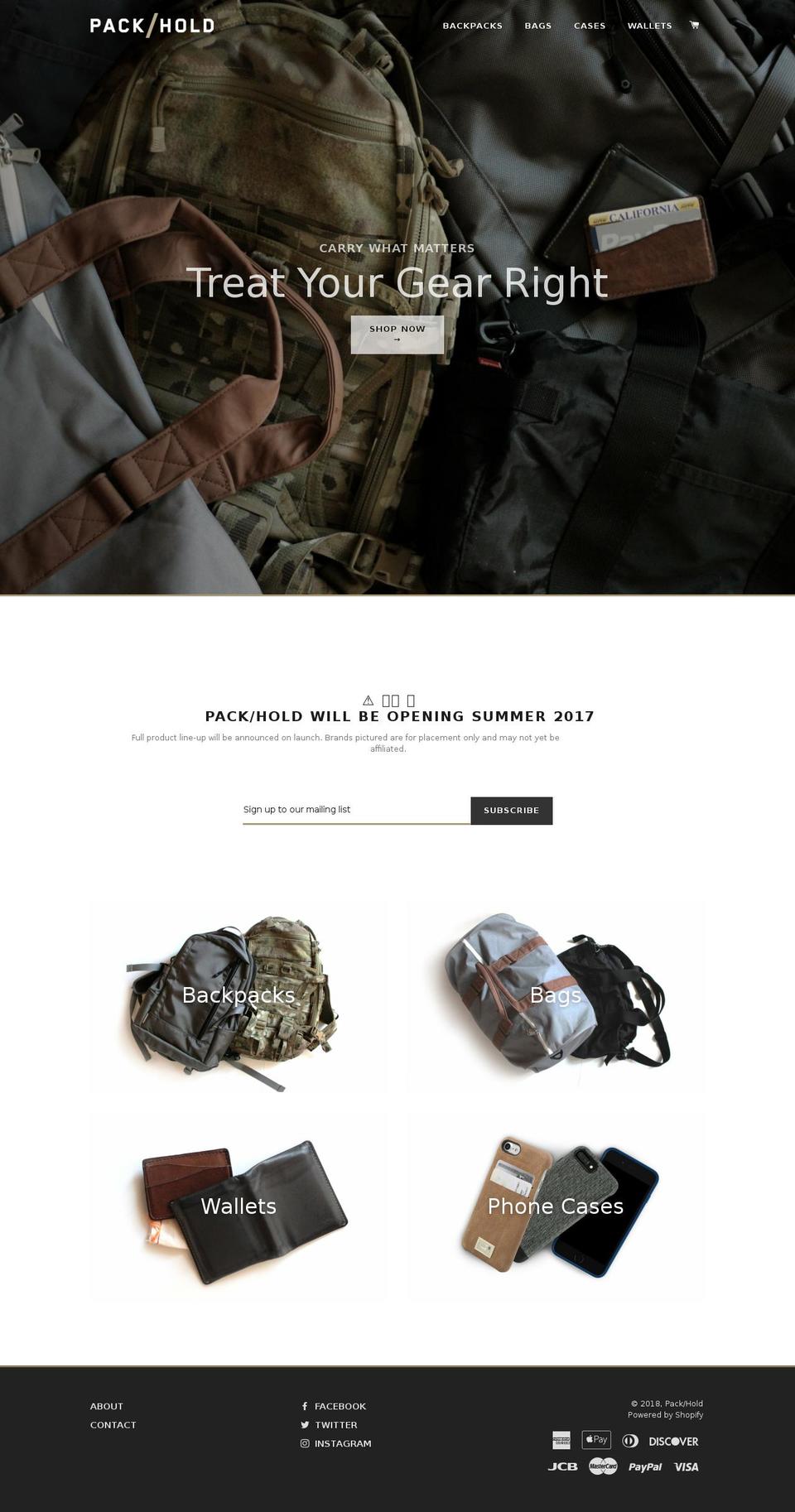 packhold.com — Shopify storefront screenshot