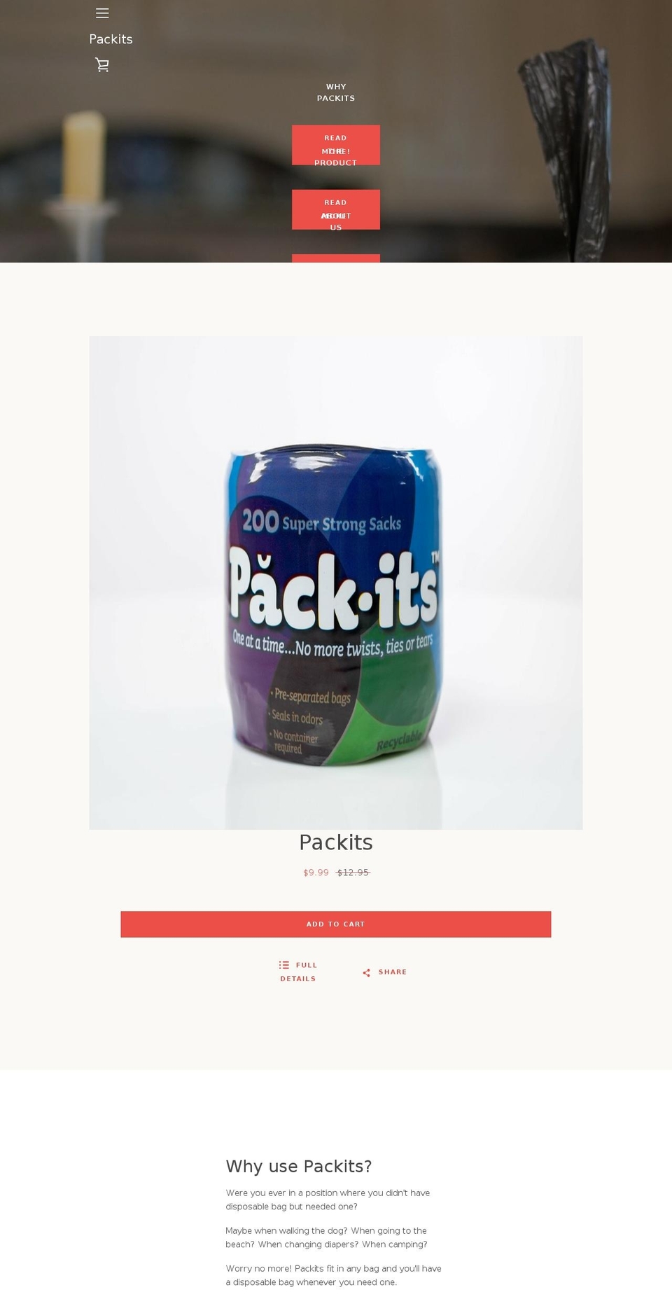 packitsproducts.com — Shopify storefront screenshot