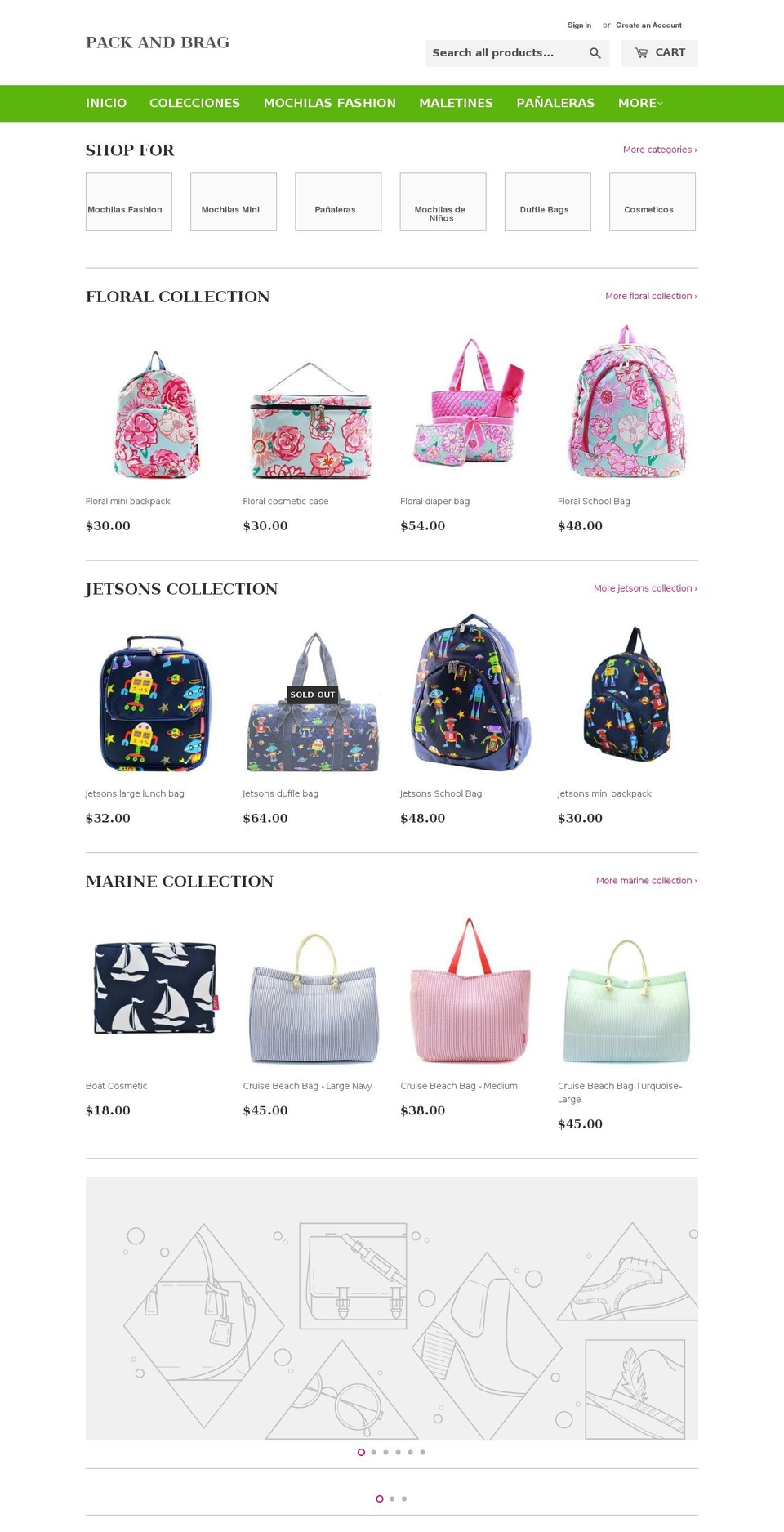 packnbrag.com — Shopify storefront screenshot