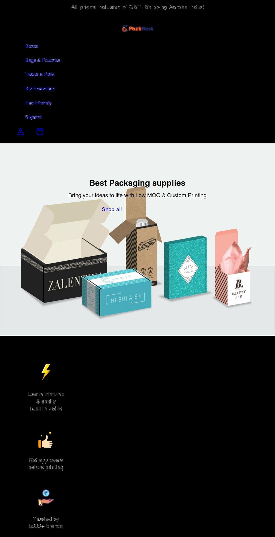 packnest.com shopify website screenshot