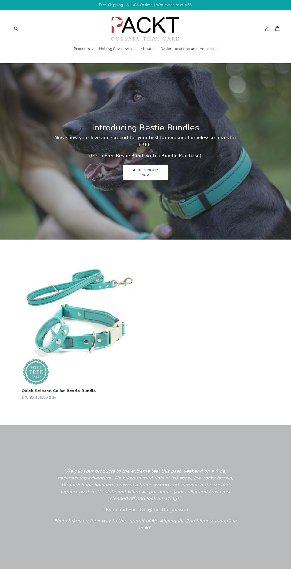 packtcollarco.com — Shopify storefront screenshot