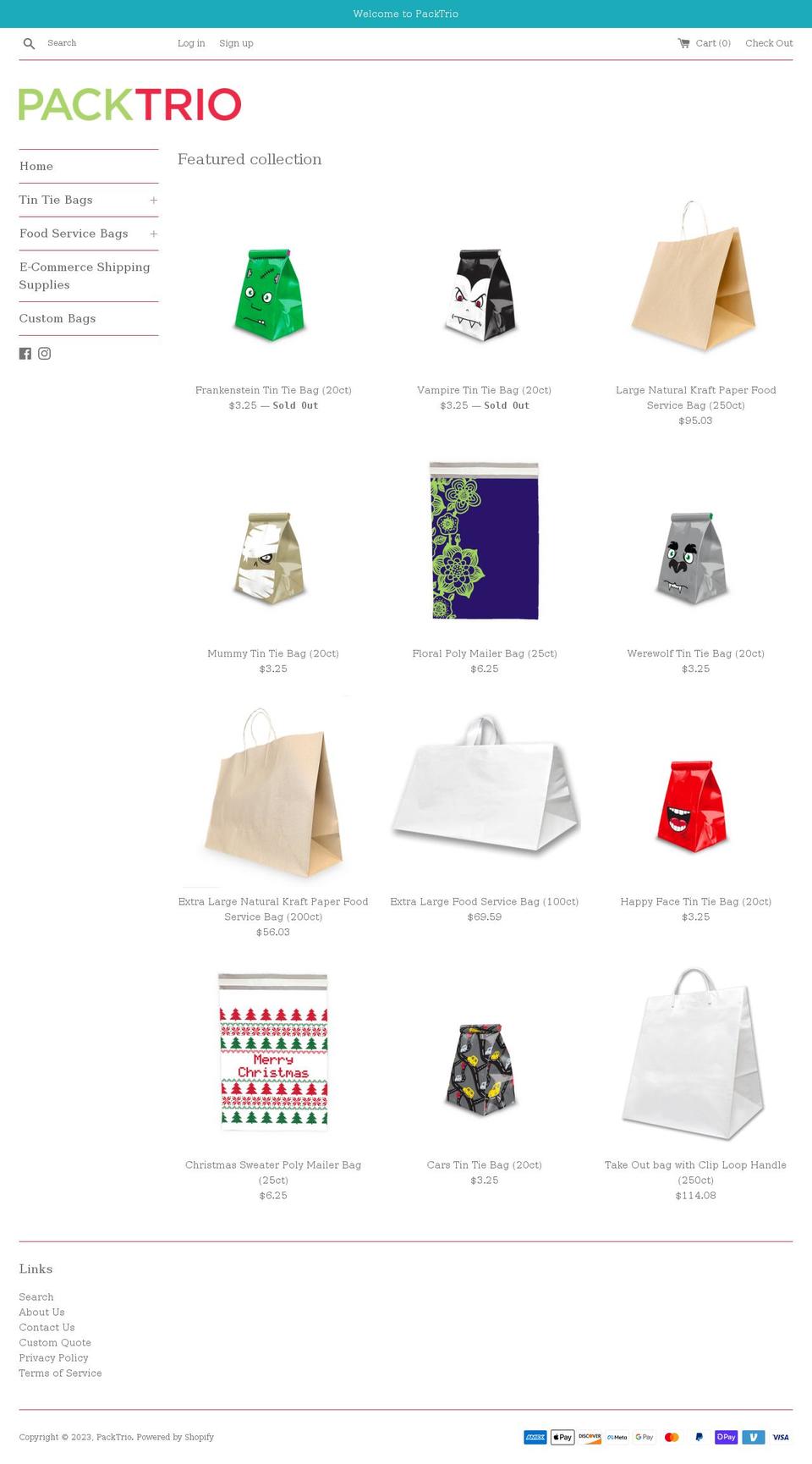 packtrio.com shopify website screenshot