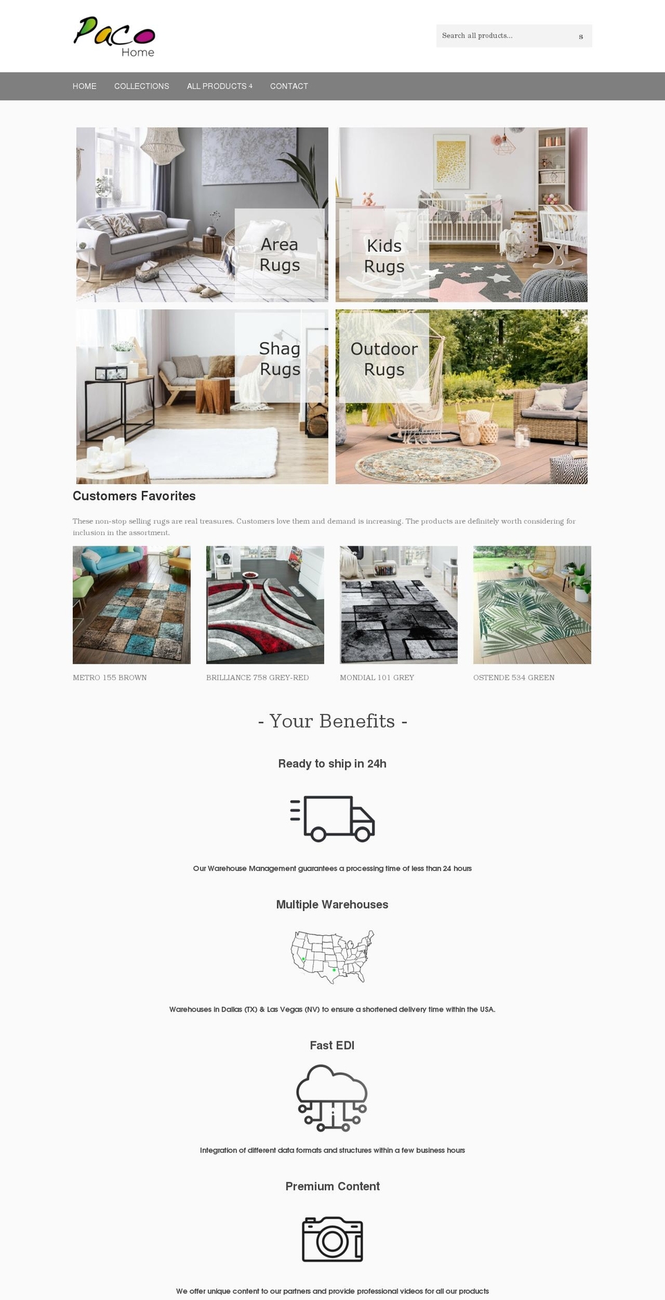 paco-home-rugs.com shopify website screenshot