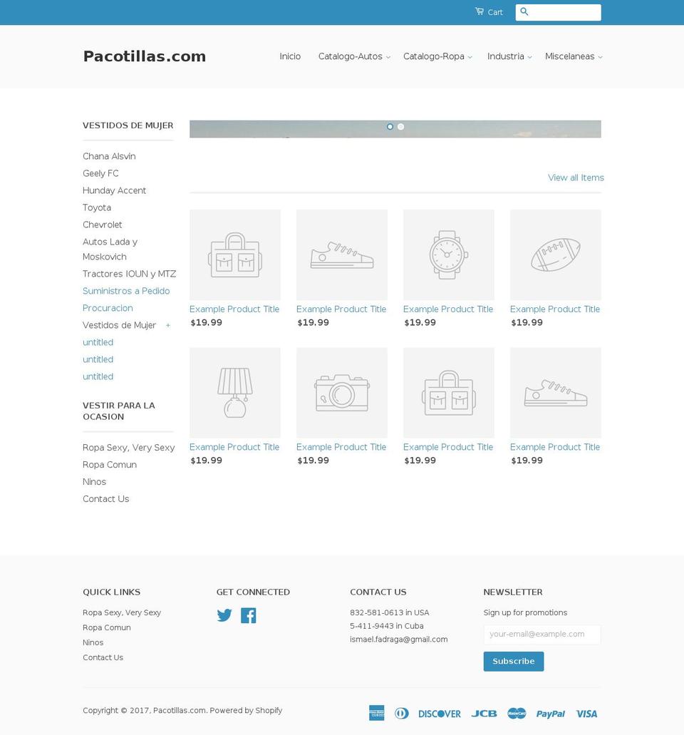 pacotillas.com shopify website screenshot