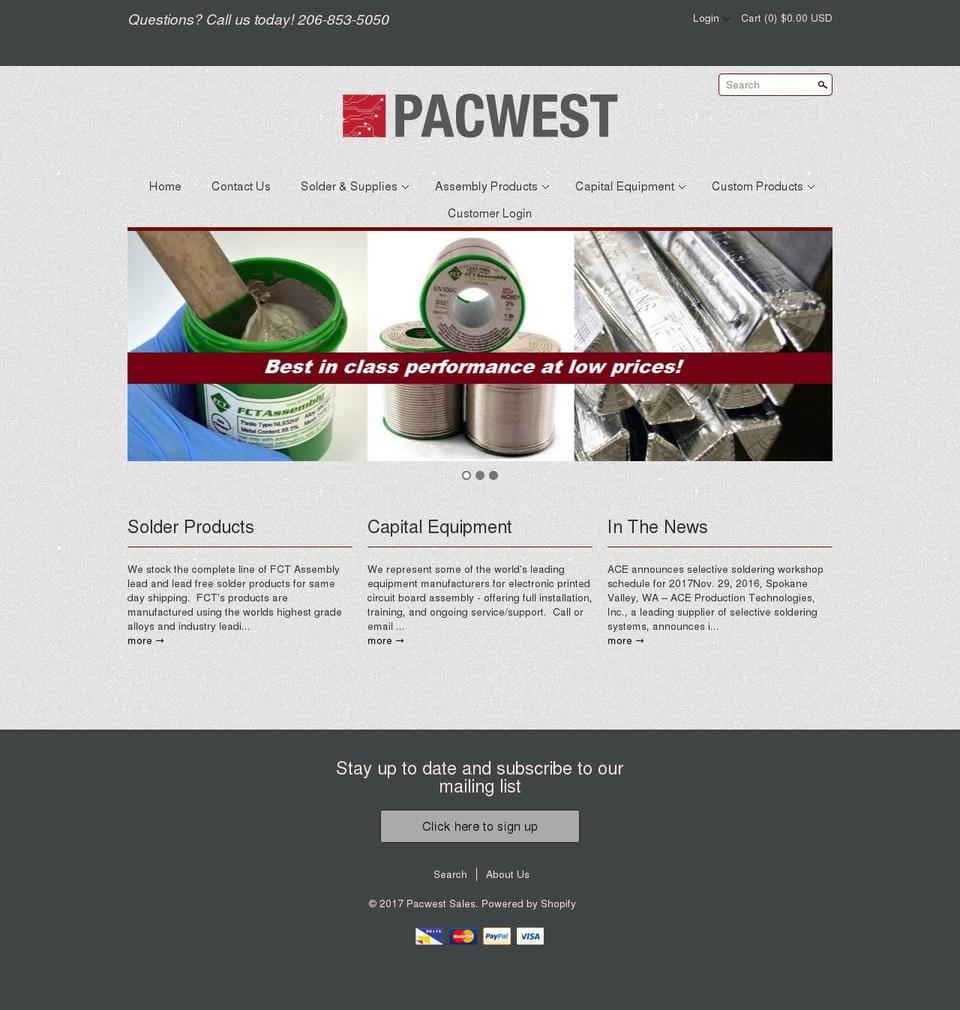 pacwestsales.com shopify website screenshot