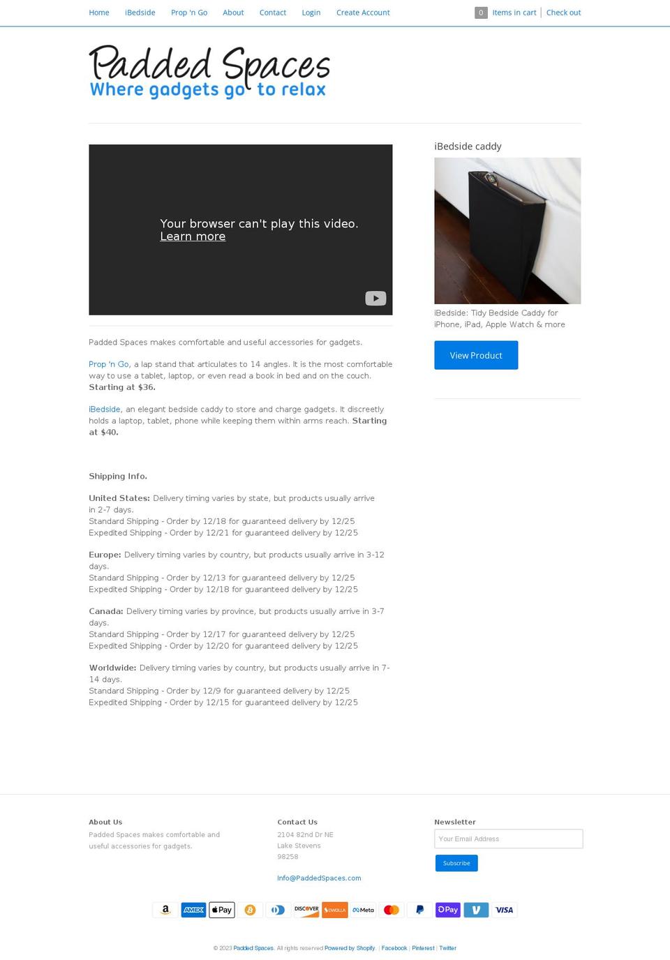 padded-spaces.myshopify.com shopify website screenshot
