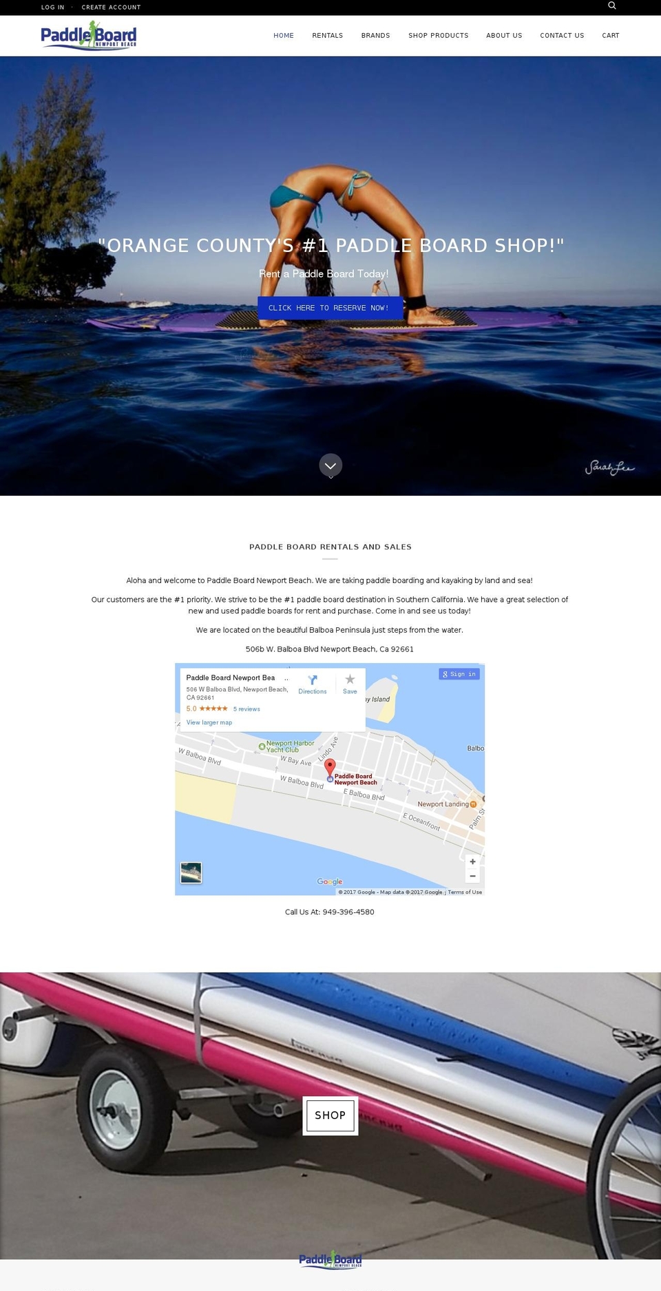 paddleboardnewportbeach.com shopify website screenshot