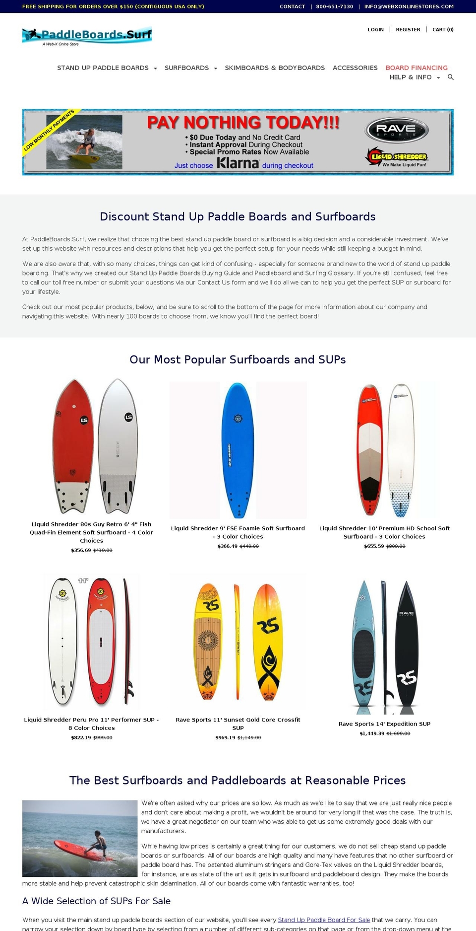 paddleboards.surf shopify website screenshot