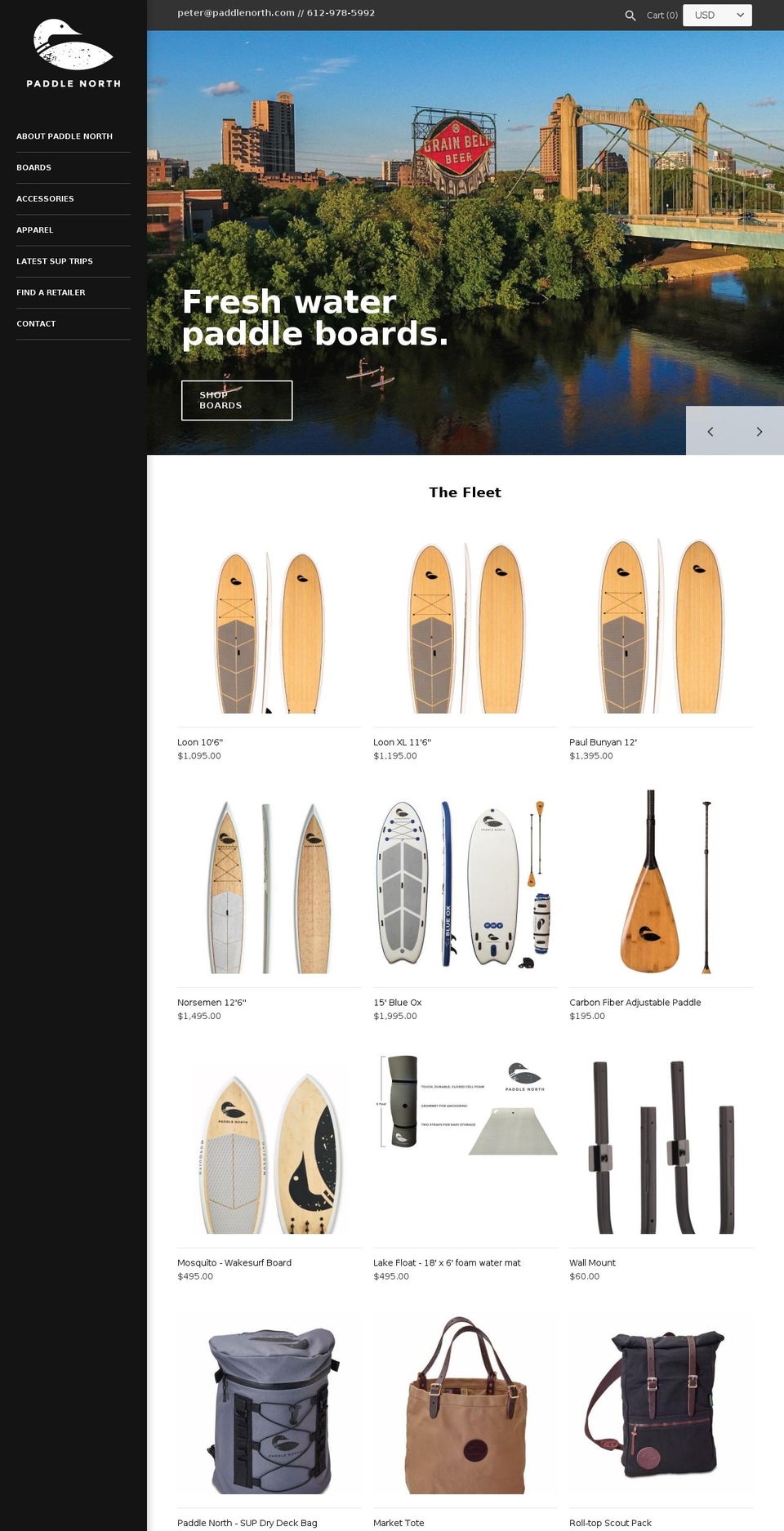 paddlenorth.com shopify website screenshot