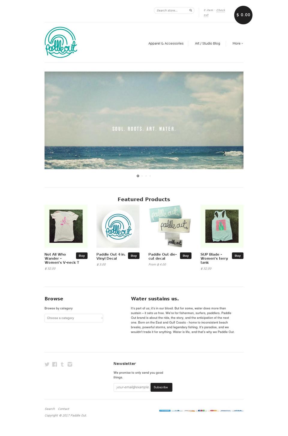 paddleoutonline.com shopify website screenshot