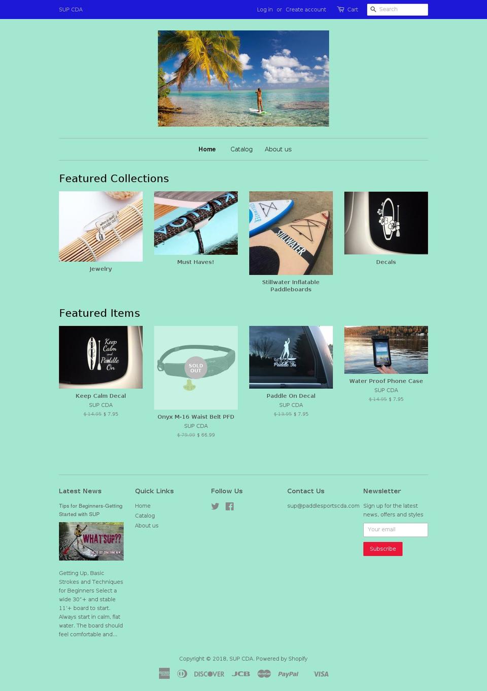 paddlesportscda.com — Shopify storefront screenshot