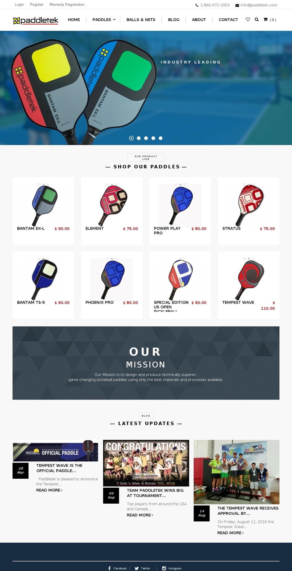 paddletek.com shopify website screenshot