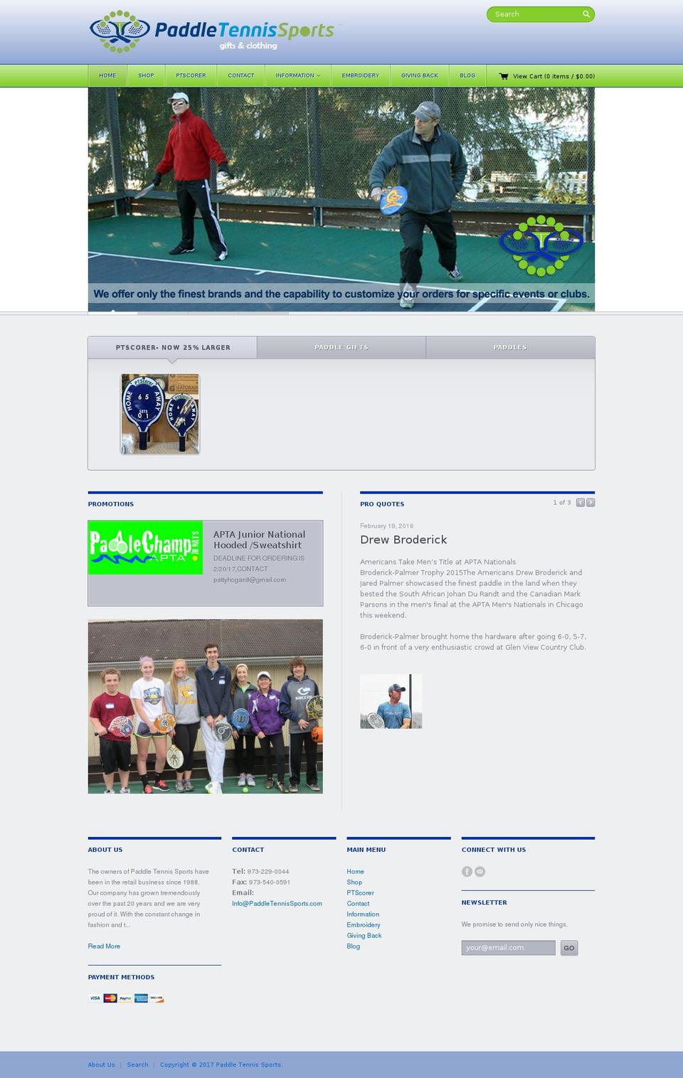 paddletennissports.com shopify website screenshot