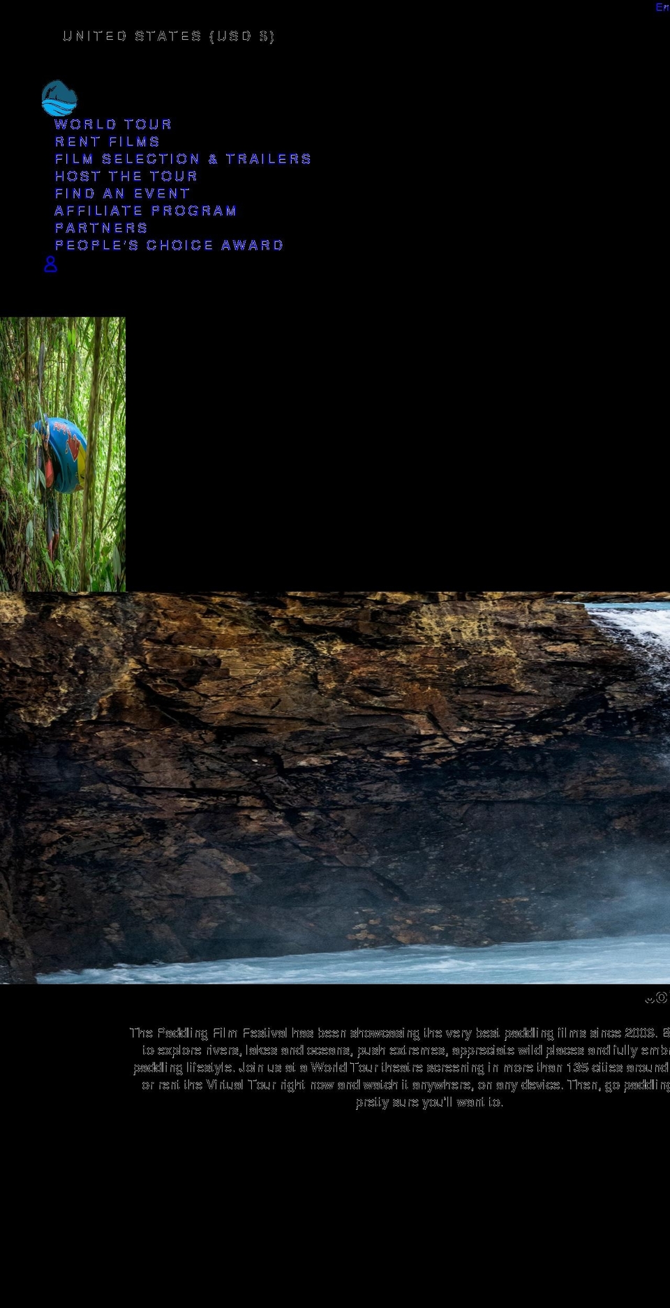 paddlingfilmfestival.com shopify website screenshot
