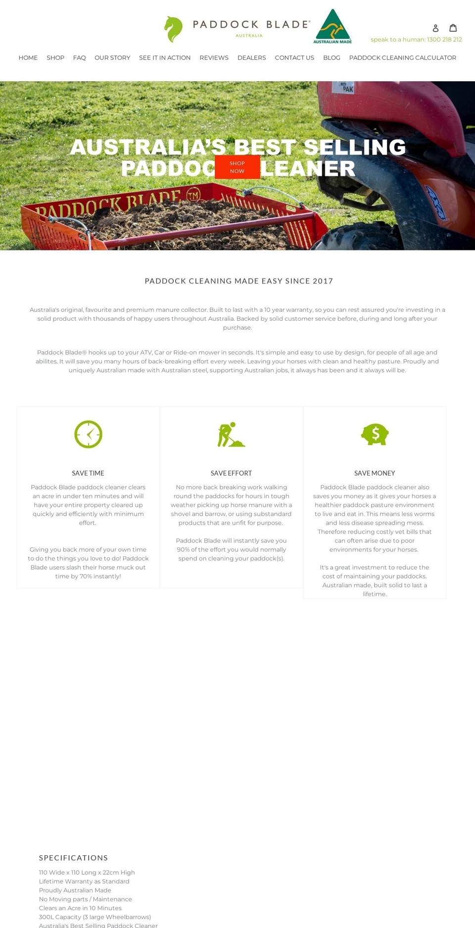 paddockblade.com.au shopify website screenshot
