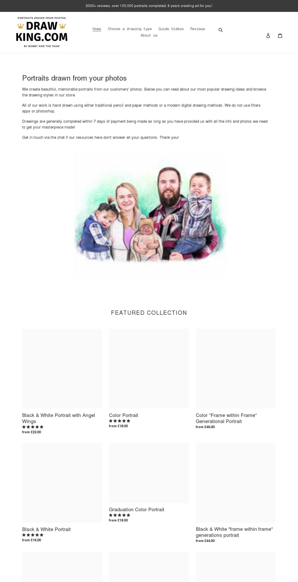 paddysportraits.co.uk shopify website screenshot