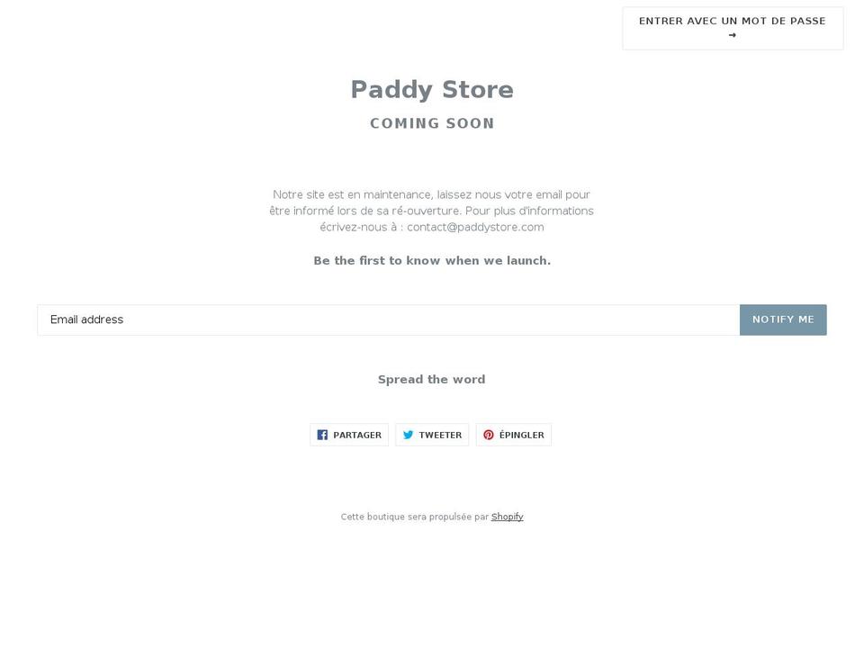 paddystore.com — Shopify storefront screenshot