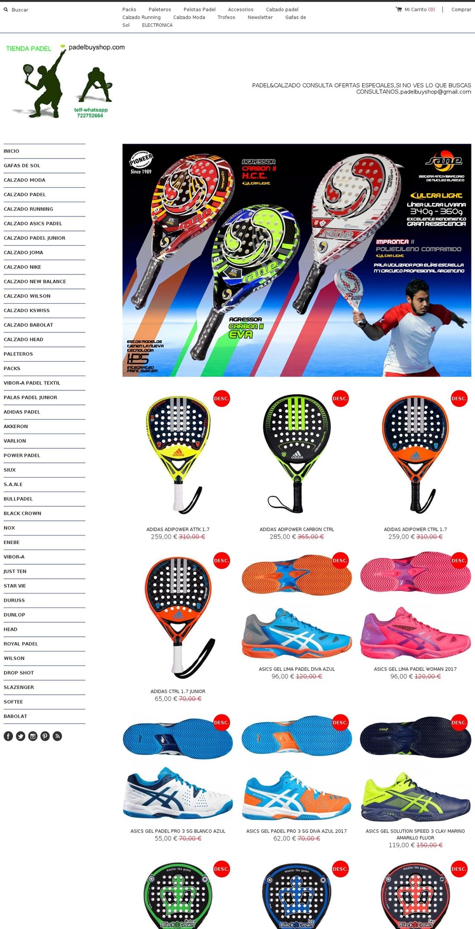 padelbuyshop.com shopify website screenshot