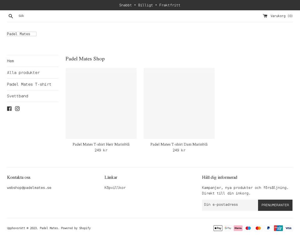 padelmatesshop.com shopify website screenshot