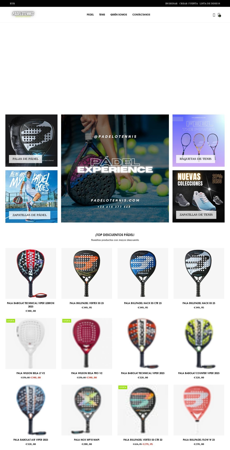 padelotennis.com shopify website screenshot