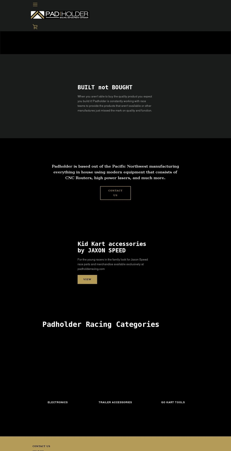 padholderracing.com shopify website screenshot