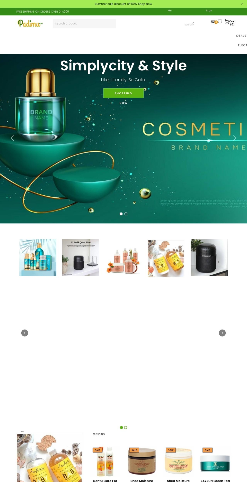 cosmify Shopify theme site example padimu.com