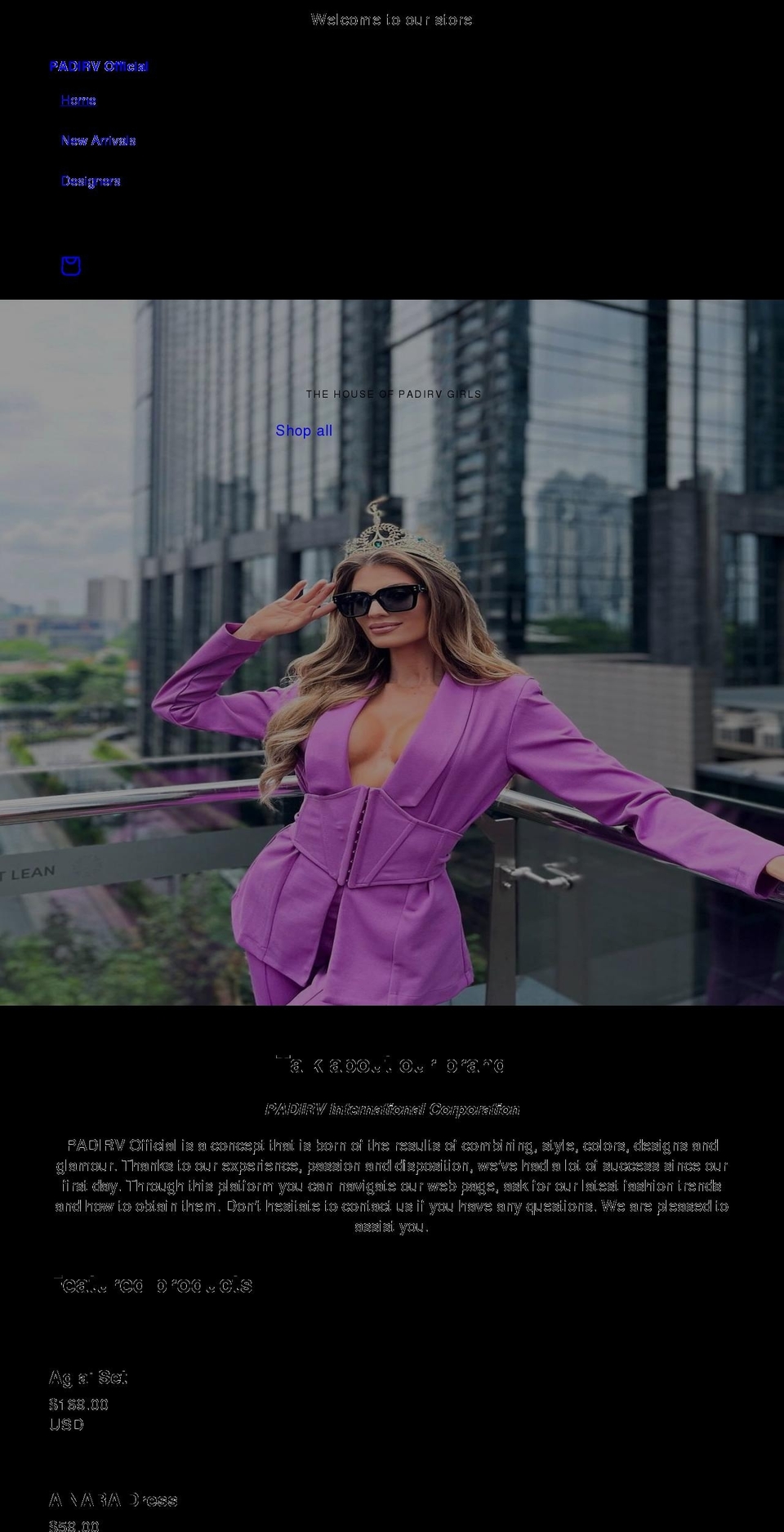 padirvofficial.com shopify website screenshot