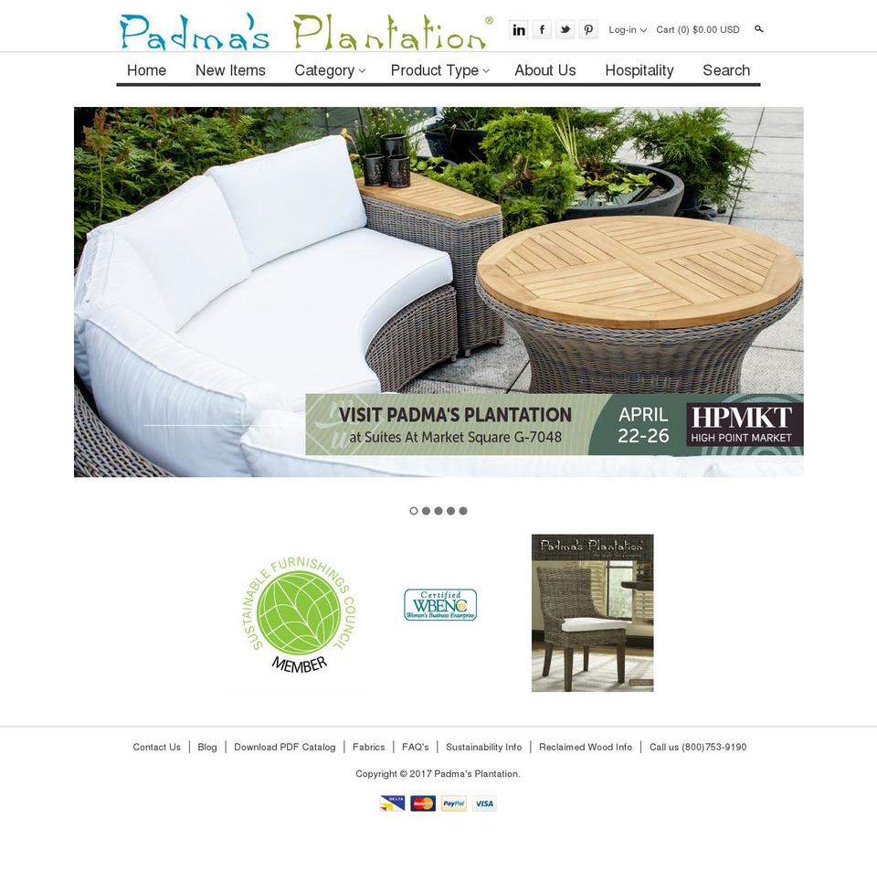 padmasplantation.com shopify website screenshot