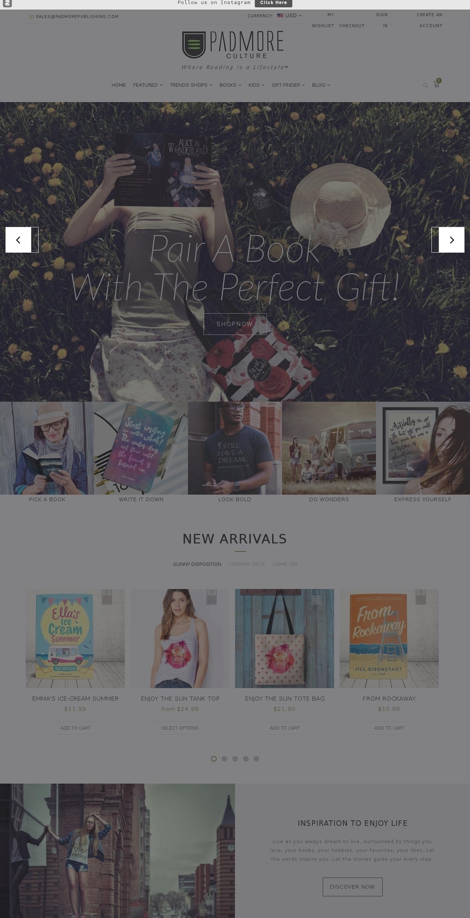 padmorepublishing.com — Shopify storefront screenshot