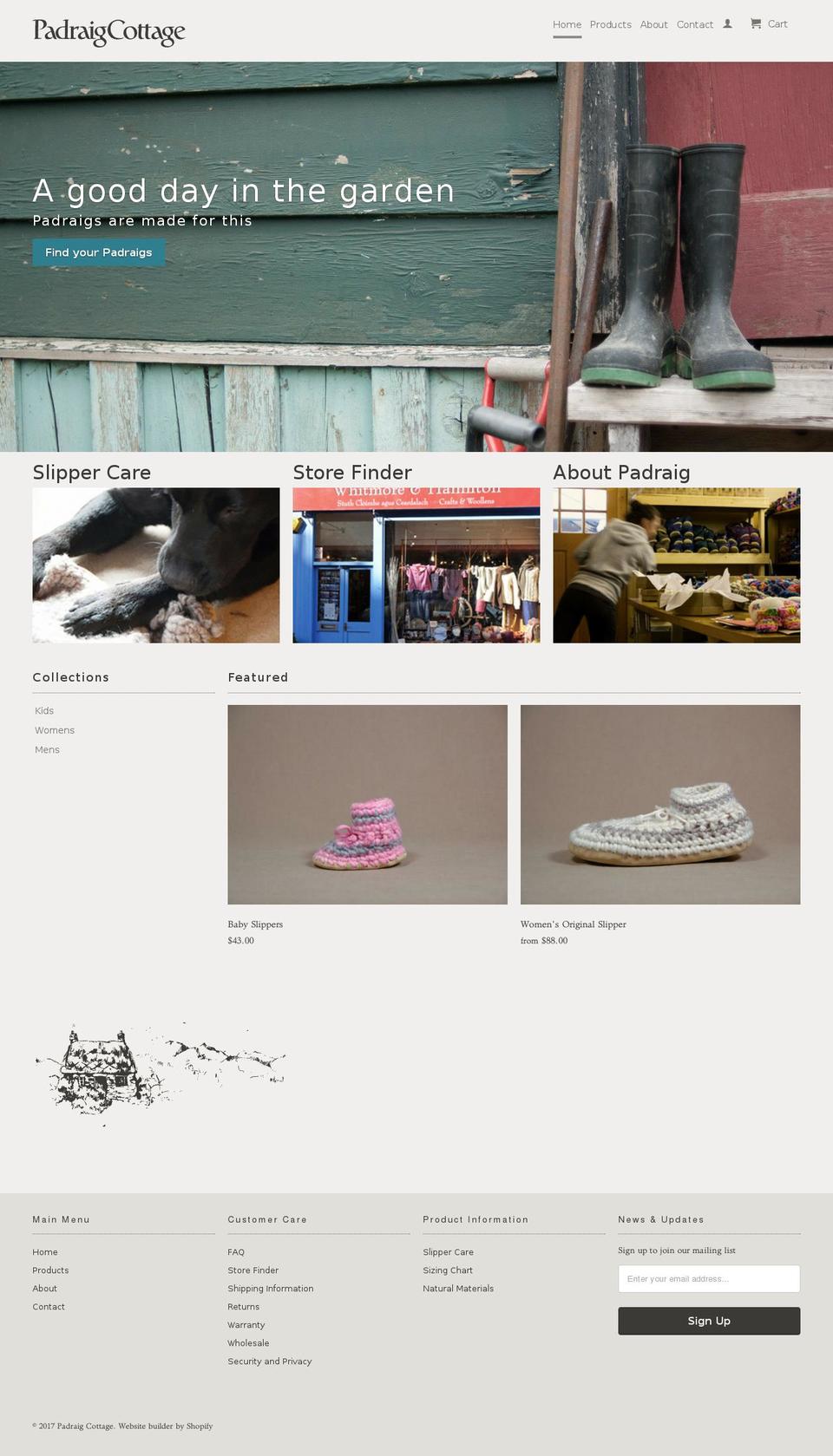 padraigcottage.com shopify website screenshot