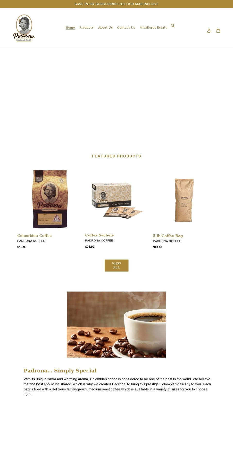 padronacoffee.com shopify website screenshot