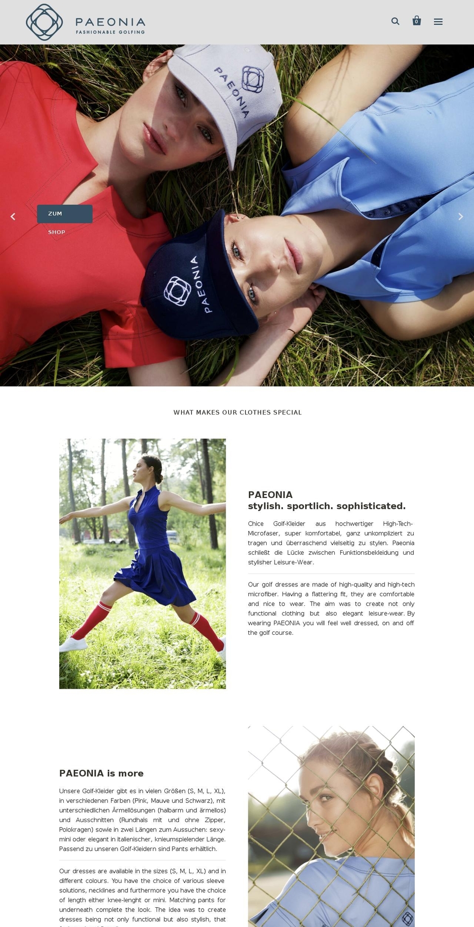 paeonia-golf.com shopify website screenshot