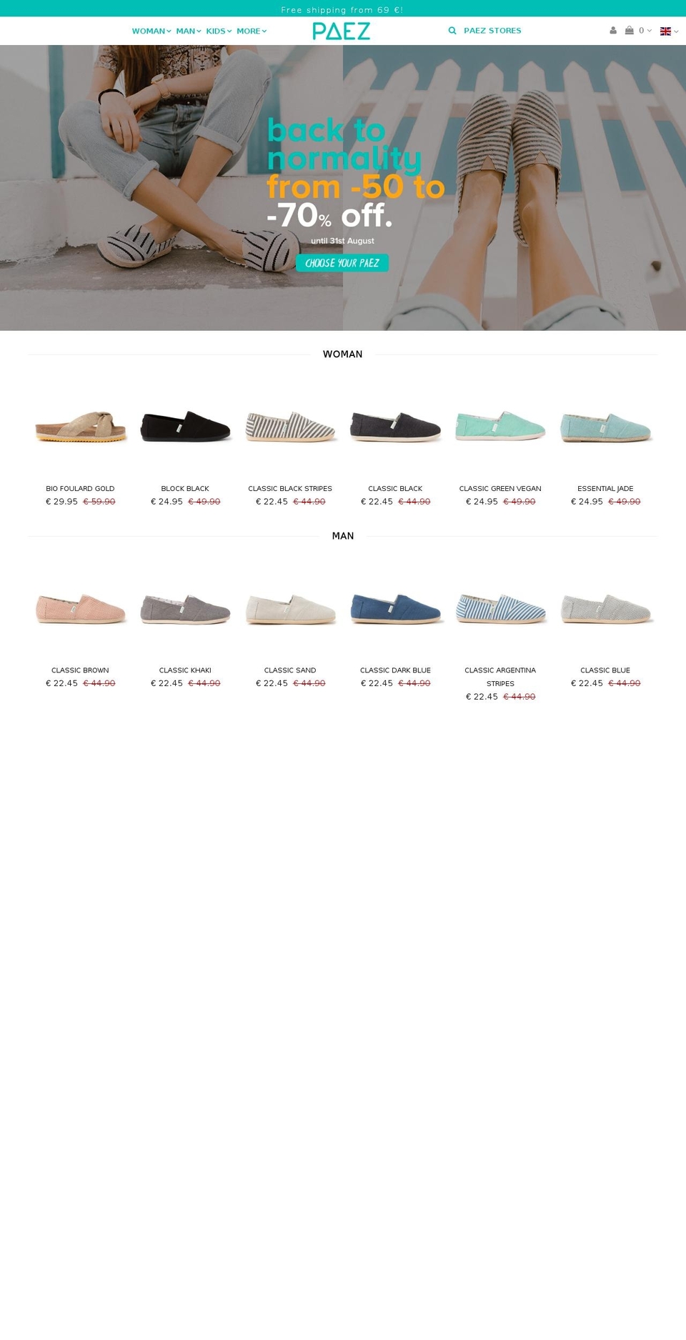 paez.pt shopify website screenshot