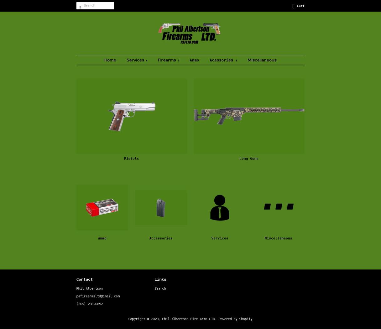 pafltd.com shopify website screenshot