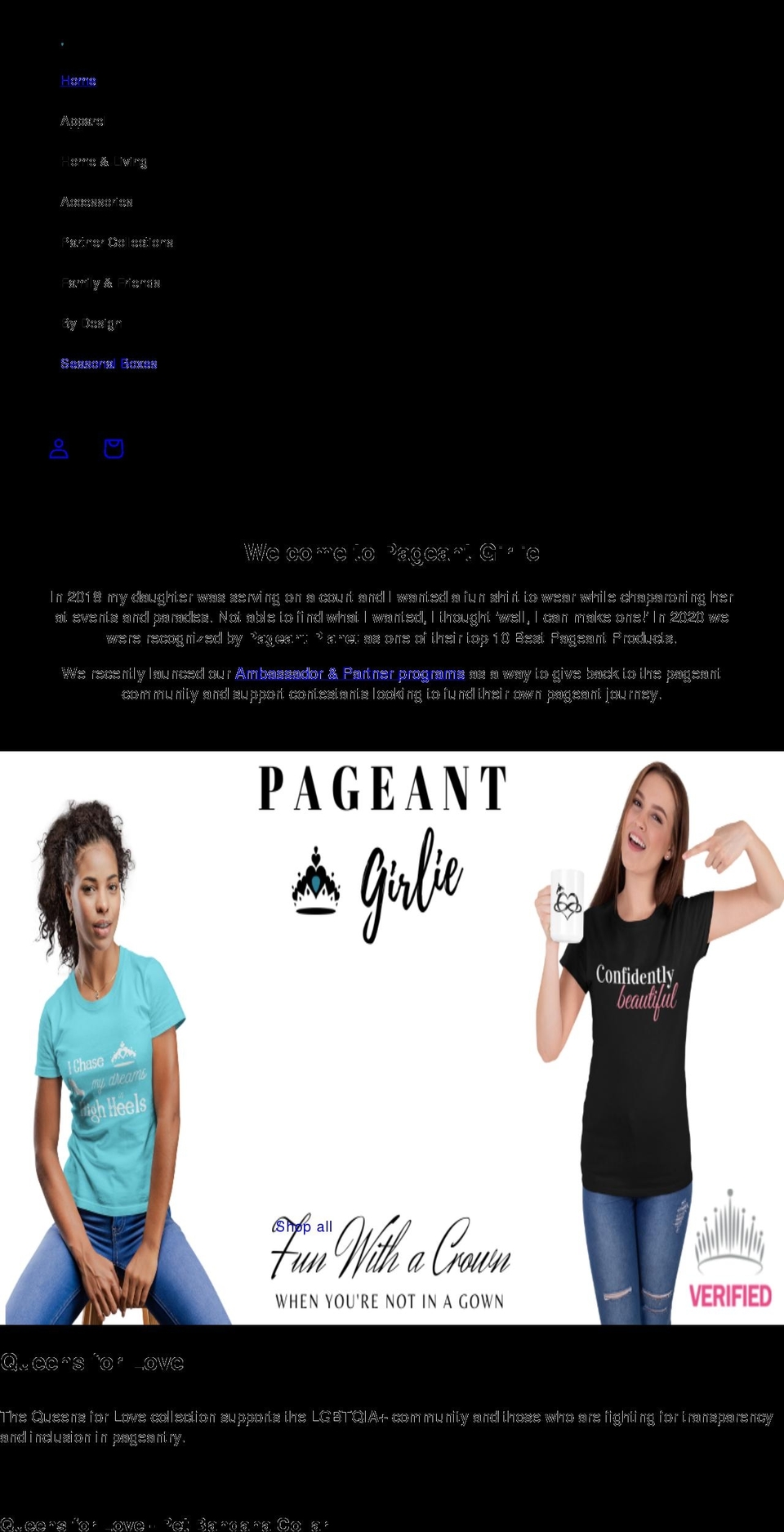 pageantgirlie.com shopify website screenshot