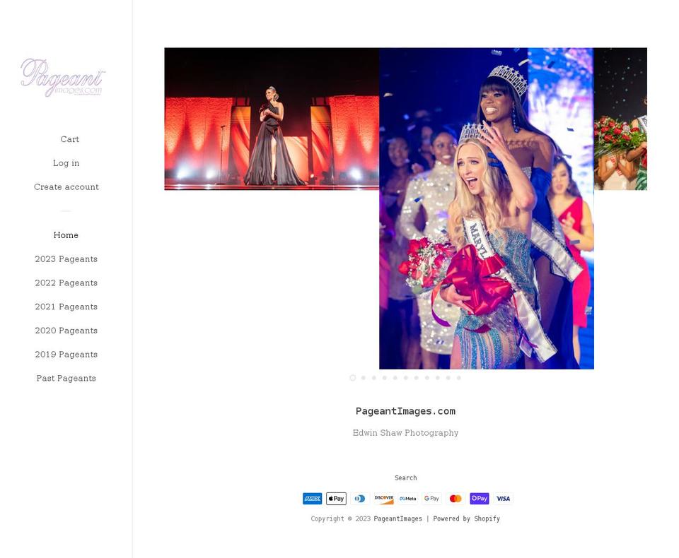 pageantimages.com shopify website screenshot